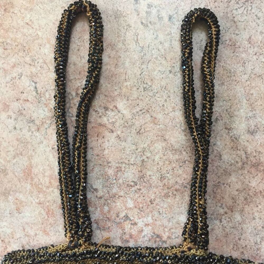 Vintage beaded fringe checkerboard mini purse bag - Picture 5 of 6